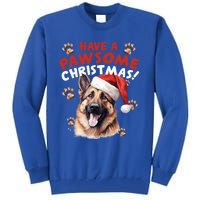 Have A Pawsome Christmas Ger Shepherd Santa Hat Dog Paws Gift Tall Sweatshirt