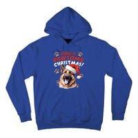 Have A Pawsome Christmas Ger Shepherd Santa Hat Dog Paws Gift Tall Hoodie