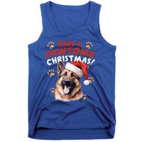 Have A Pawsome Christmas Ger Shepherd Santa Hat Dog Paws Gift Tank Top