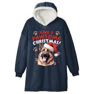 Have A Pawsome Christmas Ger Shepherd Santa Hat Dog Paws Gift Hooded Wearable Blanket