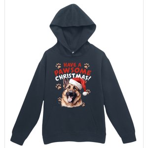 Have A Pawsome Christmas Ger Shepherd Santa Hat Dog Paws Gift Urban Pullover Hoodie