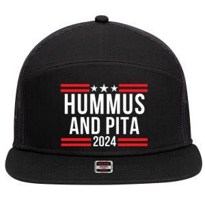 Hummus And Pita 2024 Healthy Foodie Political Election 7 Panel Mesh Trucker Snapback Hat