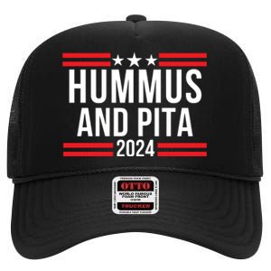 Hummus And Pita 2024 Healthy Foodie Political Election High Crown Mesh Back Trucker Hat