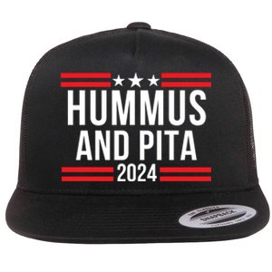 Hummus And Pita 2024 Healthy Foodie Political Election Flat Bill Trucker Hat