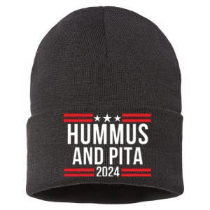 Hummus And Pita 2024 Healthy Foodie Political Election Sustainable Knit Beanie