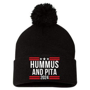 Hummus And Pita 2024 Healthy Foodie Political Election Pom Pom 12in Knit Beanie