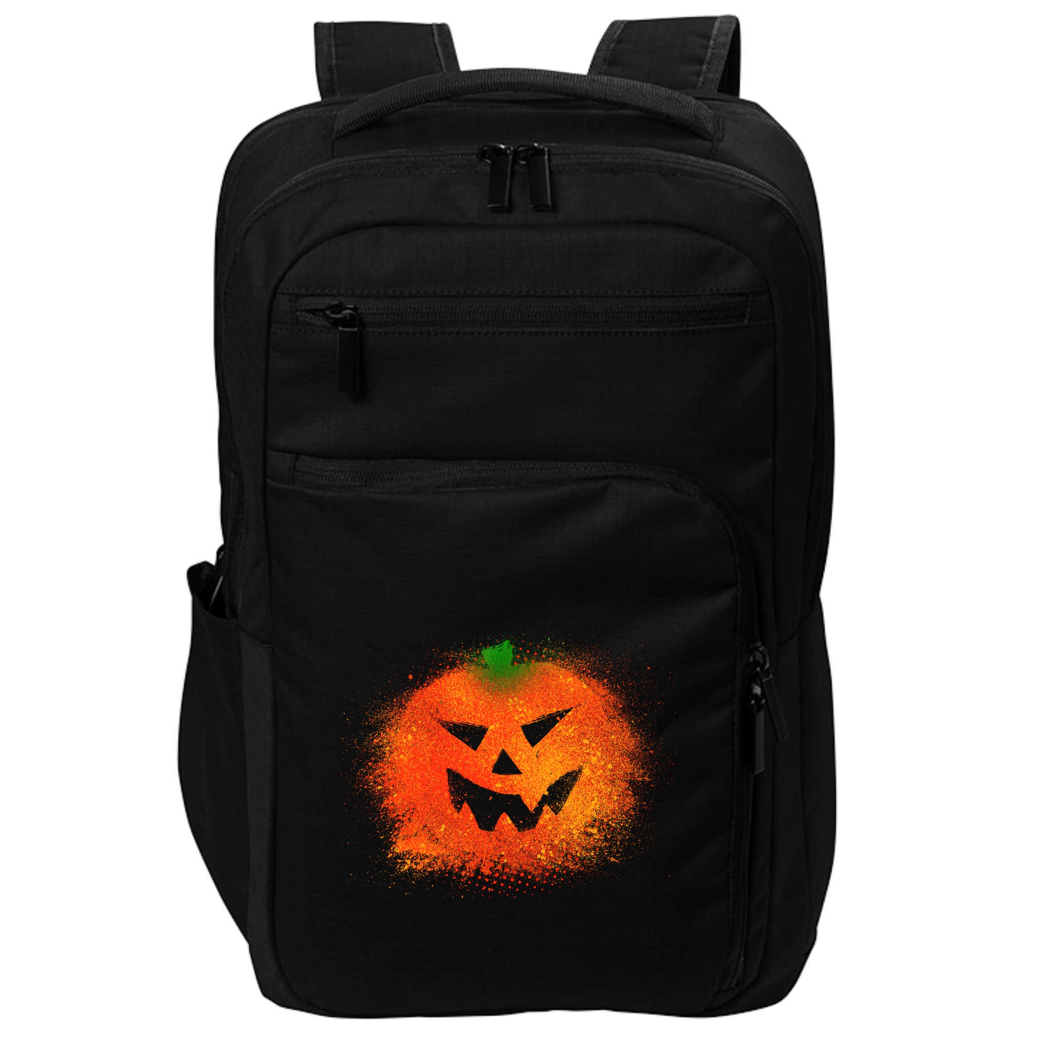 Halloween Airbrush Paint Splatter Jackolantern Pumpkin Impact Tech Backpack