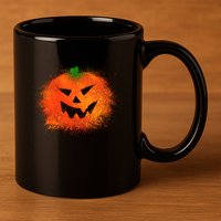 Halloween Airbrush Paint Splatter Jackolantern Pumpkin 11oz C Handle Ceramic Mug