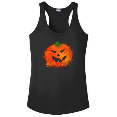 Halloween Airbrush Paint Splatter Jackolantern Pumpkin Ladies PosiCharge Competitor Racerback Tank