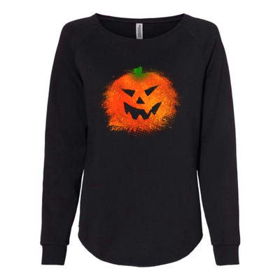 Halloween Airbrush Paint Splatter Jackolantern Pumpkin Womens California Wash Sweatshirt