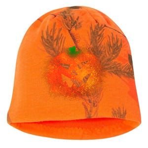 Halloween Airbrush Paint Splatter Jackolantern Pumpkin Kati - Camo Knit Beanie