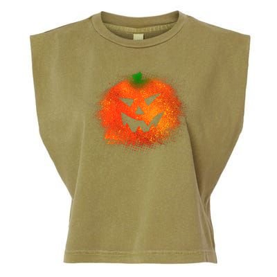 Halloween Airbrush Paint Splatter Jackolantern Pumpkin Garment-Dyed Women's Muscle Tee