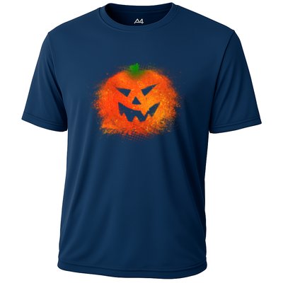 Halloween Airbrush Paint Splatter Jackolantern Pumpkin Performance Shirt