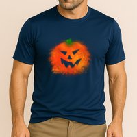 Halloween Airbrush Paint Splatter Jackolantern Pumpkin Cooling Performance Crew T-Shirt
