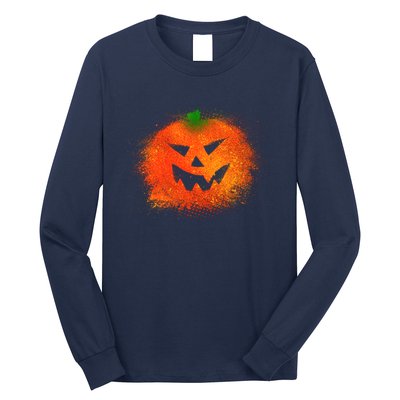 Halloween Airbrush Paint Splatter Jackolantern Pumpkin Long Sleeve Shirt