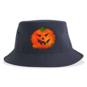 Halloween Airbrush Paint Splatter Jackolantern Pumpkin Sustainable Bucket Hat