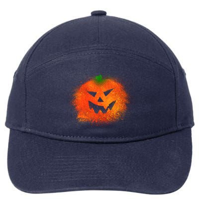 Halloween Airbrush Paint Splatter Jackolantern Pumpkin 7-Panel Snapback Hat