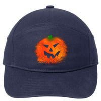 Halloween Airbrush Paint Splatter Jackolantern Pumpkin 7-Panel Snapback Hat