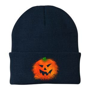 Halloween Airbrush Paint Splatter Jackolantern Pumpkin Knit Cap Winter Beanie