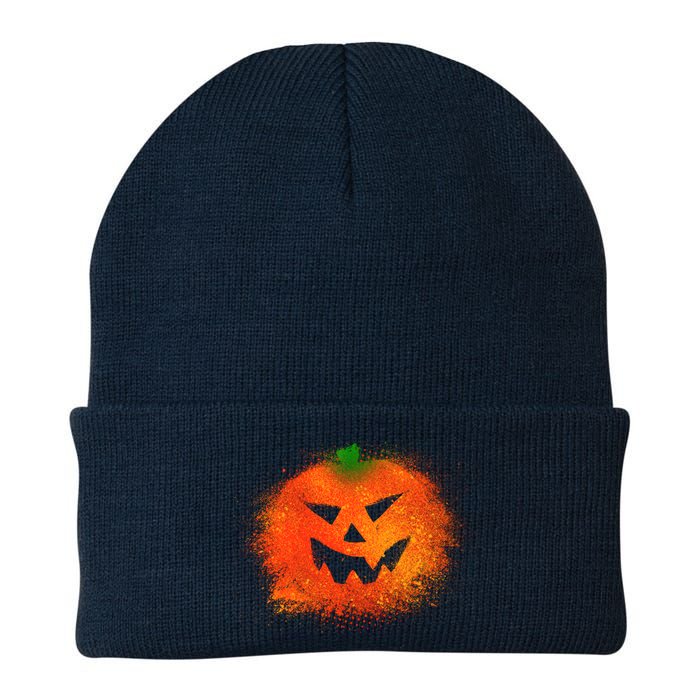 Halloween Airbrush Paint Splatter Jackolantern Pumpkin Knit Cap Winter Beanie