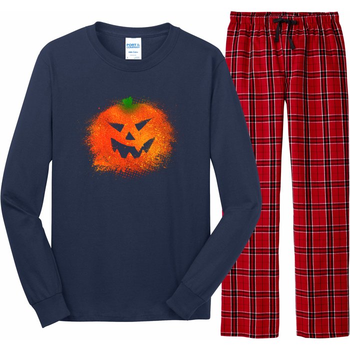 Halloween Airbrush Paint Splatter Jackolantern Pumpkin Long Sleeve Pajama Set