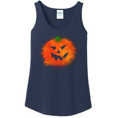 Halloween Airbrush Paint Splatter Jackolantern Pumpkin Ladies Essential Tank