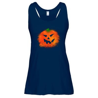 Halloween Airbrush Paint Splatter Jackolantern Pumpkin Ladies Essential Flowy Tank