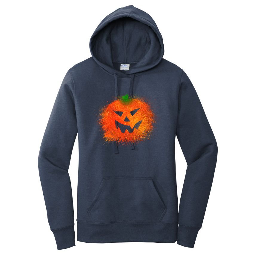 Halloween Airbrush Paint Splatter Jackolantern Pumpkin Women's Pullover Hoodie