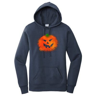 Halloween Airbrush Paint Splatter Jackolantern Pumpkin Women's Pullover Hoodie