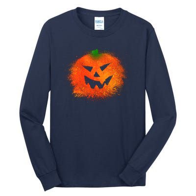 Halloween Airbrush Paint Splatter Jackolantern Pumpkin Tall Long Sleeve T-Shirt