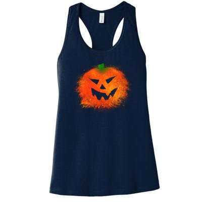 Halloween Airbrush Paint Splatter Jackolantern Pumpkin Women's Racerback Tank