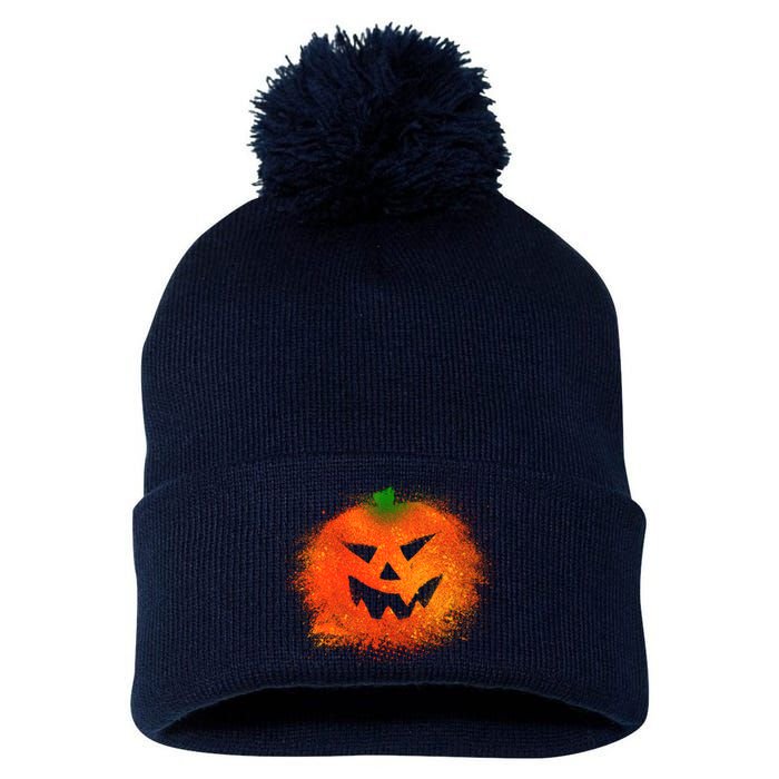 Halloween Airbrush Paint Splatter Jackolantern Pumpkin Pom Pom 12in Knit Beanie