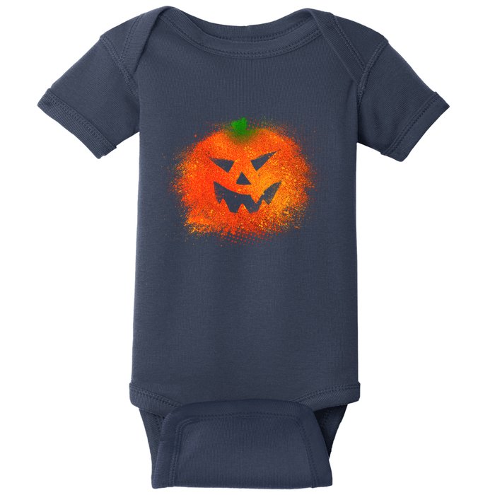 Halloween Airbrush Paint Splatter Jackolantern Pumpkin Baby Bodysuit