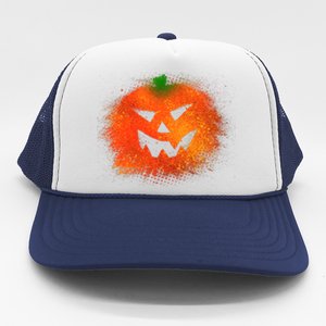 Halloween Airbrush Paint Splatter Jackolantern Pumpkin Trucker Hat