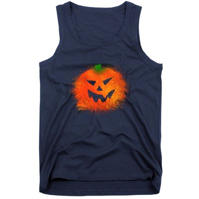 Halloween Airbrush Paint Splatter Jackolantern Pumpkin Tank Top