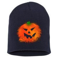 Halloween Airbrush Paint Splatter Jackolantern Pumpkin Short Acrylic Beanie