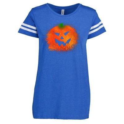 Halloween Airbrush Paint Splatter Jackolantern Pumpkin Enza Ladies Jersey Football T-Shirt