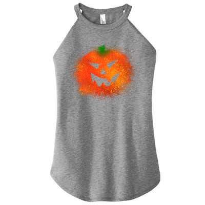 Halloween Airbrush Paint Splatter Jackolantern Pumpkin Women’s Perfect Tri Rocker Tank