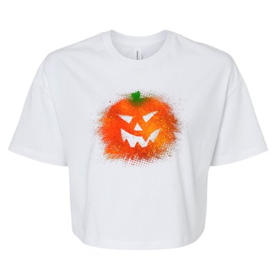 Halloween Airbrush Paint Splatter Jackolantern Pumpkin Bella+Canvas Jersey Crop Tee