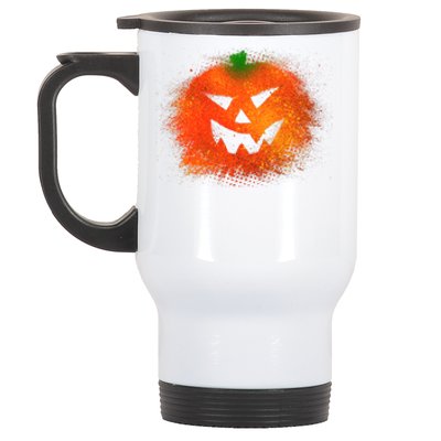 Halloween Airbrush Paint Splatter Jackolantern Pumpkin Stainless Steel Travel Mug