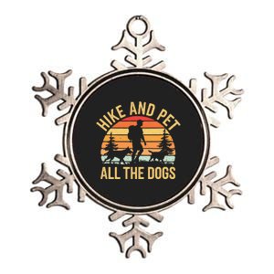 Hike And Pet All The Dogs Hiking Dog Lovers Outdoor Mountain Metallic Star Ornament