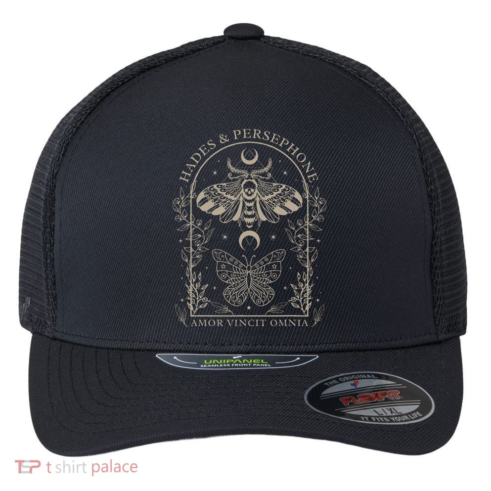 Hades And Persephone Moth And Butterfly Mythology Flexfit Unipanel Trucker Cap