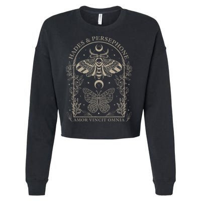 Hades And Persephone Moth And Butterfly Mythology Cropped Pullover Crew