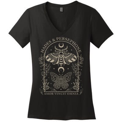 Hades And Persephone Moth And Butterfly Mythology Women's V-Neck T-Shirt