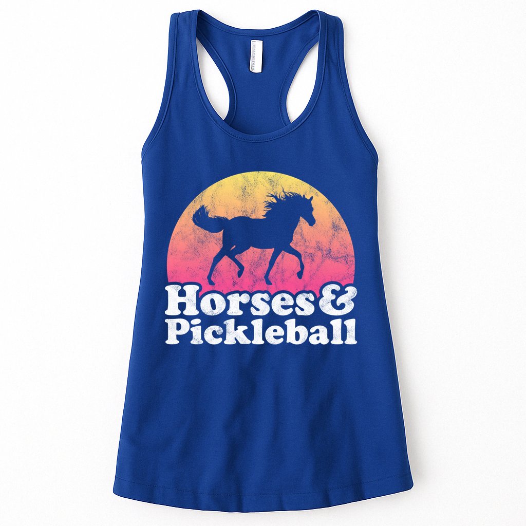 Horse And Pickleball Or Girls Horses Meaningful Gift Womens Tank Top