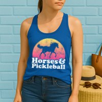 Horse And Pickleball Or Girls Horses Meaningful Gift Womens Tank Top