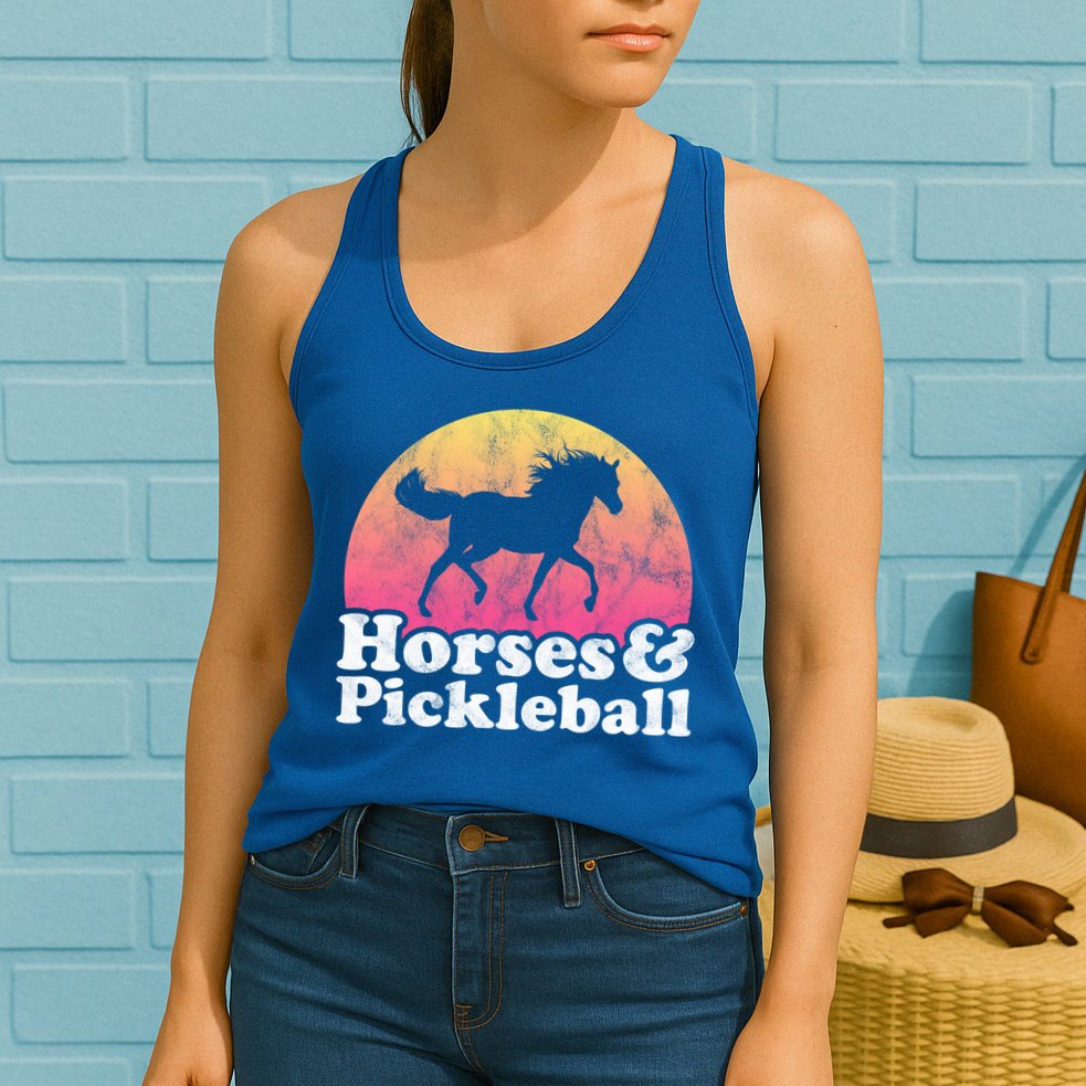 Horse And Pickleball Or Girls Horses Meaningful Gift Womens Tank Top