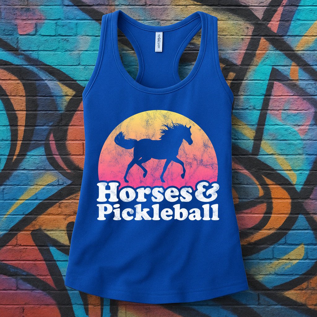 Horse And Pickleball Or Girls Horses Meaningful Gift Womens Tank Top