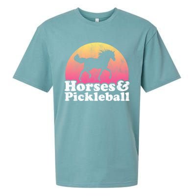 Horse And Pickleball Or Girls Horses Meaningful Gift Sueded Cloud Jersey T-Shirt