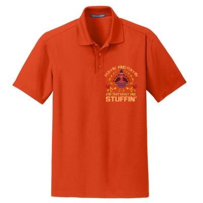 Huffin And Puffin For Stuffin Turkey Trot Squad Thanksgiving Gift Dry Zone Grid Polo